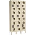 Global Equipment Triple Tier 9 Door Clear View Locker, 12"Wx18"Dx24"H, Tan, Assembled B2318158